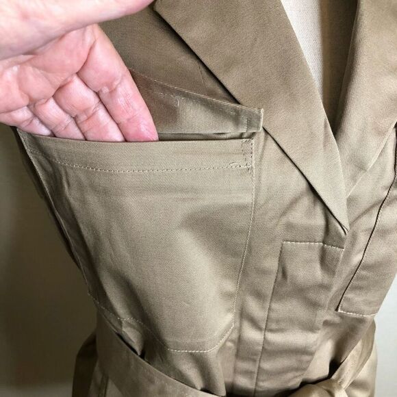 Du Paradis Warm Beige Normcore, Beigecore, Light Academia Belted Dress Sz S NWOT - Picture 6 of 15